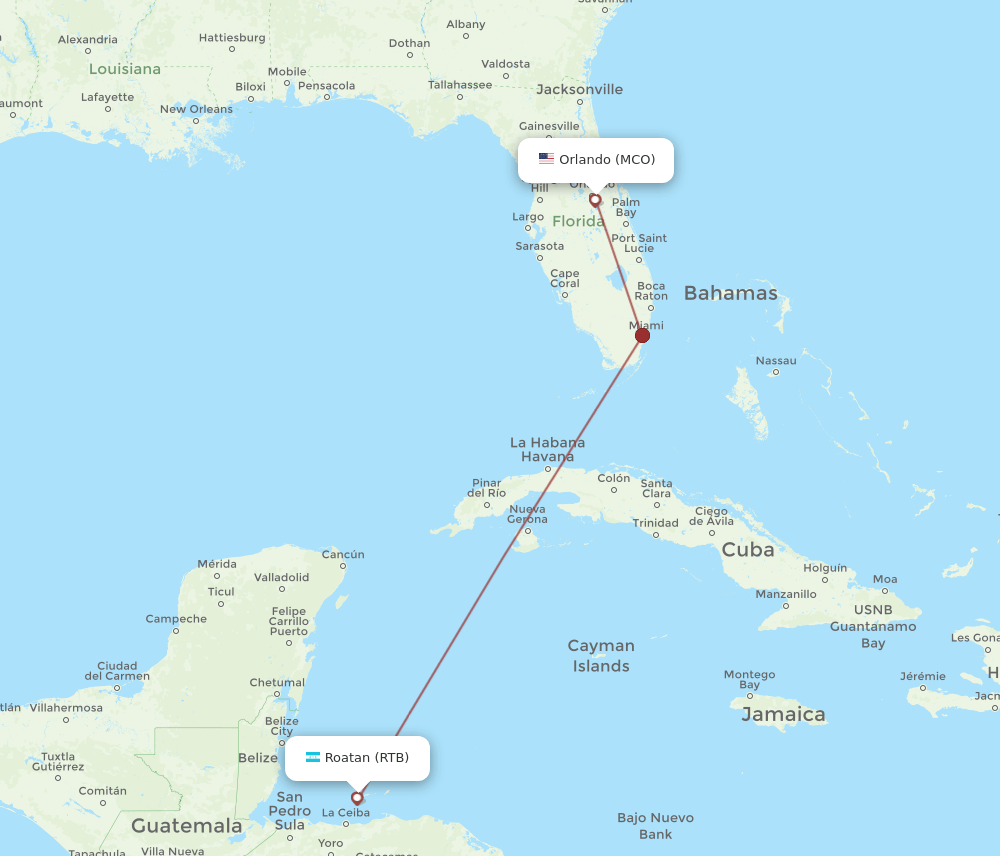 MCO-RTB flight routes