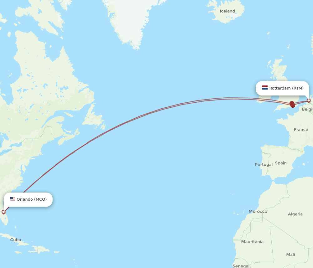MCO-RTM flight routes