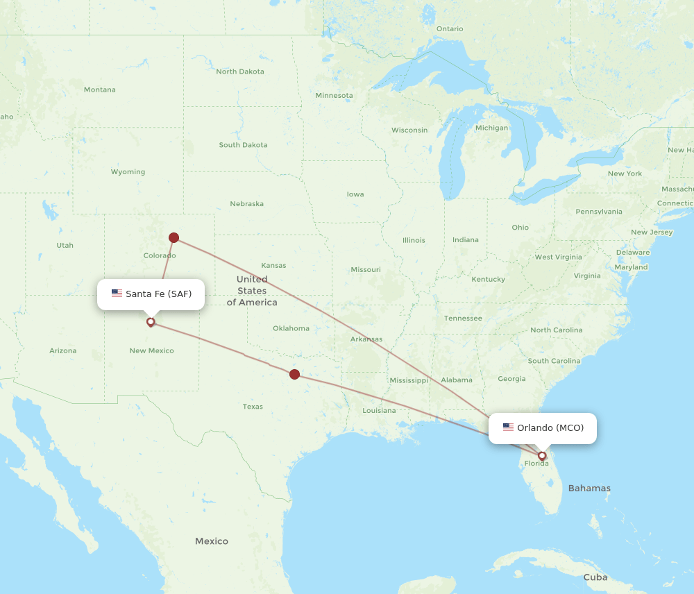 MCO-SAF flight routes