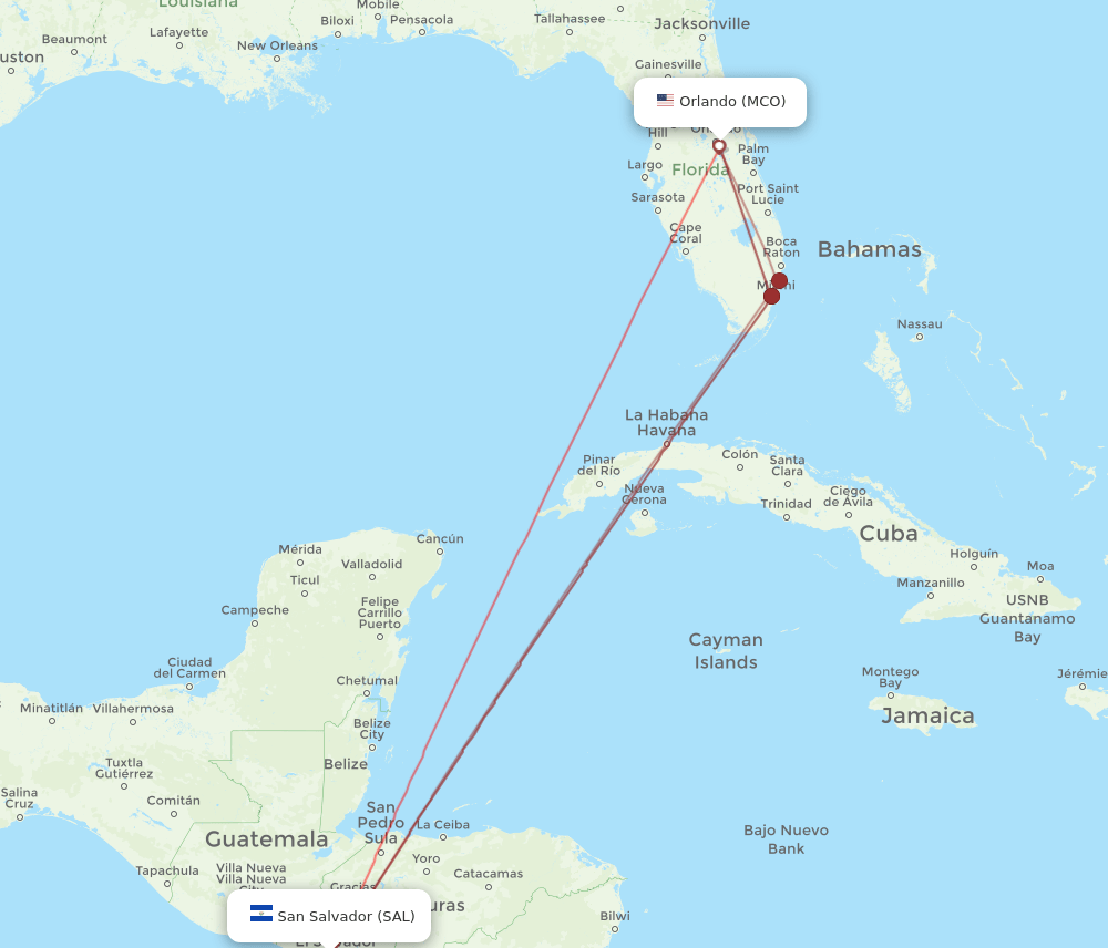 MCO-SAL flight routes