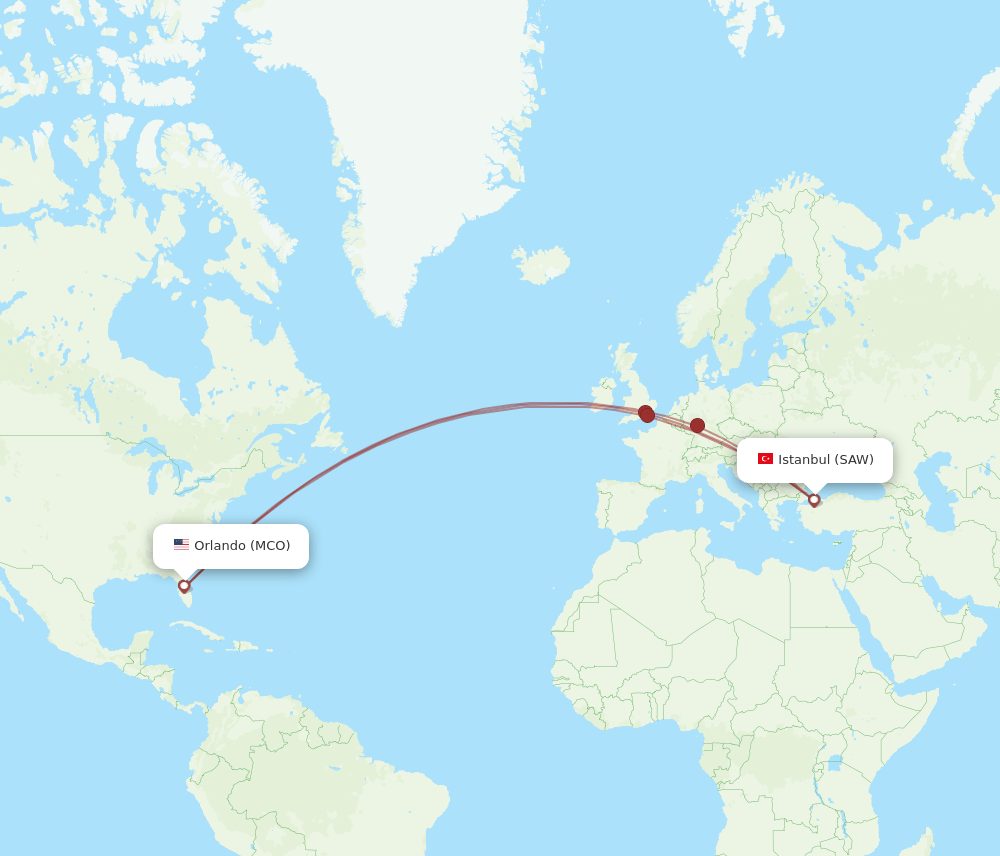 MCO-SAW flight routes