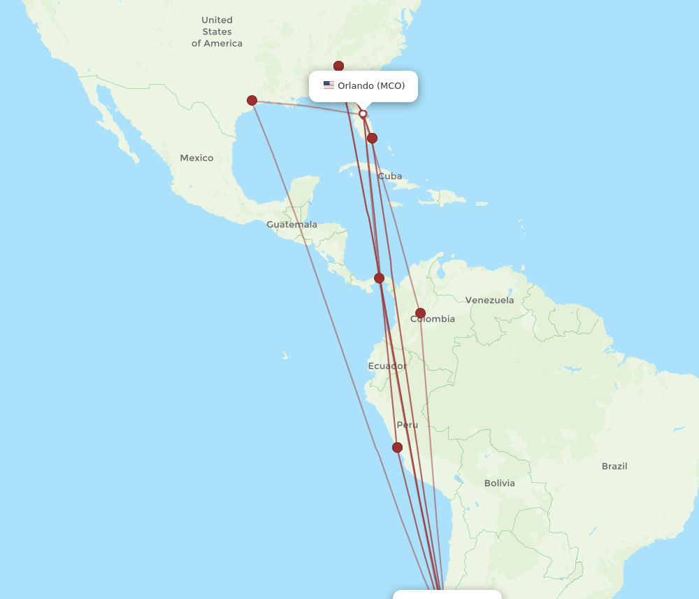 MCO-SCL flight routes