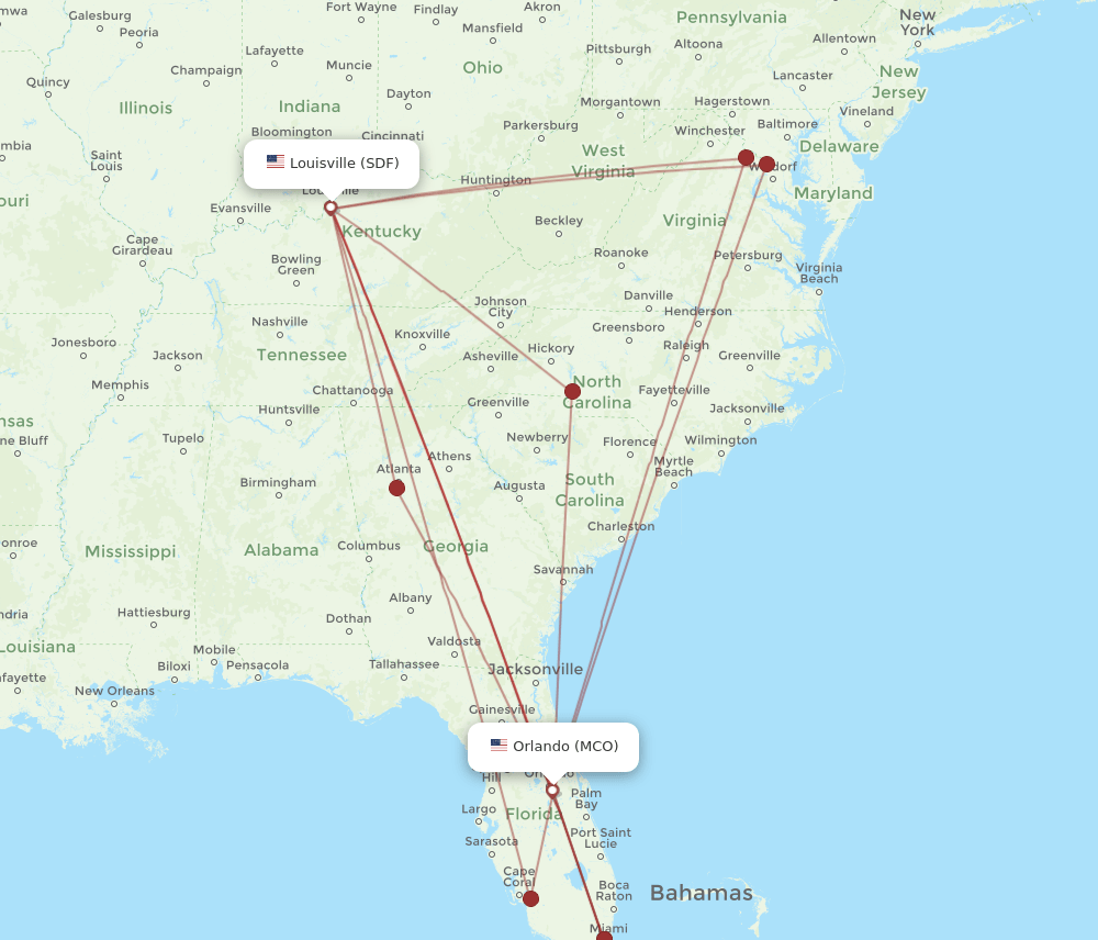 MCO-SDF flight routes