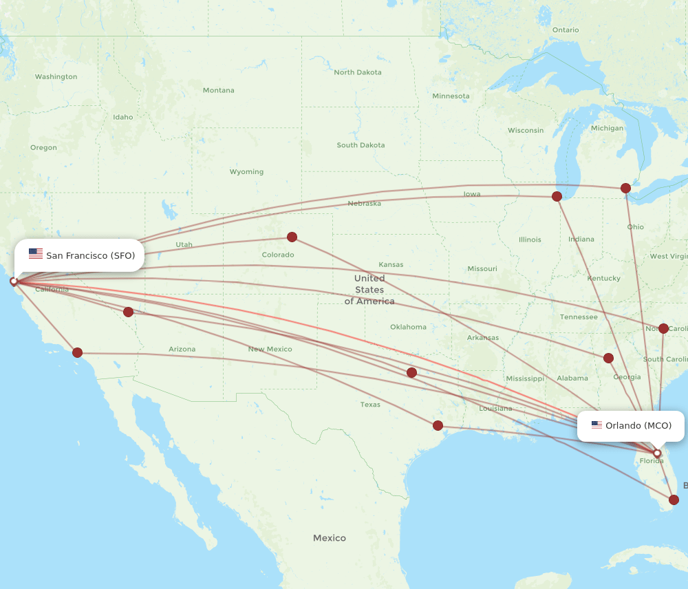 MCO-SFO flight routes