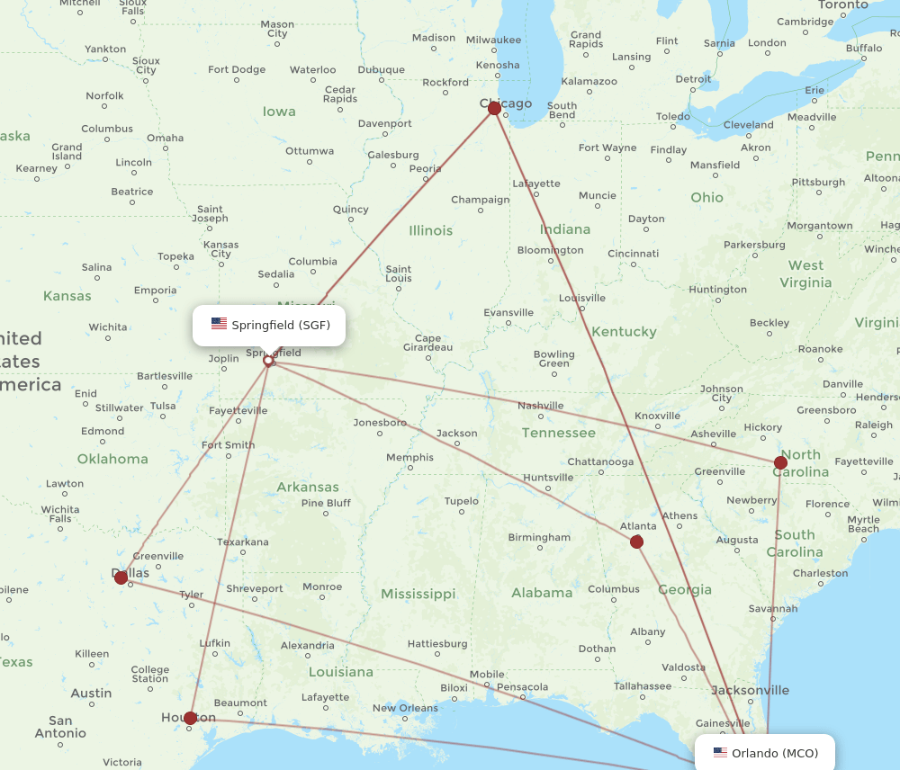 MCO-SGF flight routes
