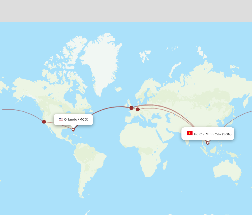 MCO-SGN flight routes