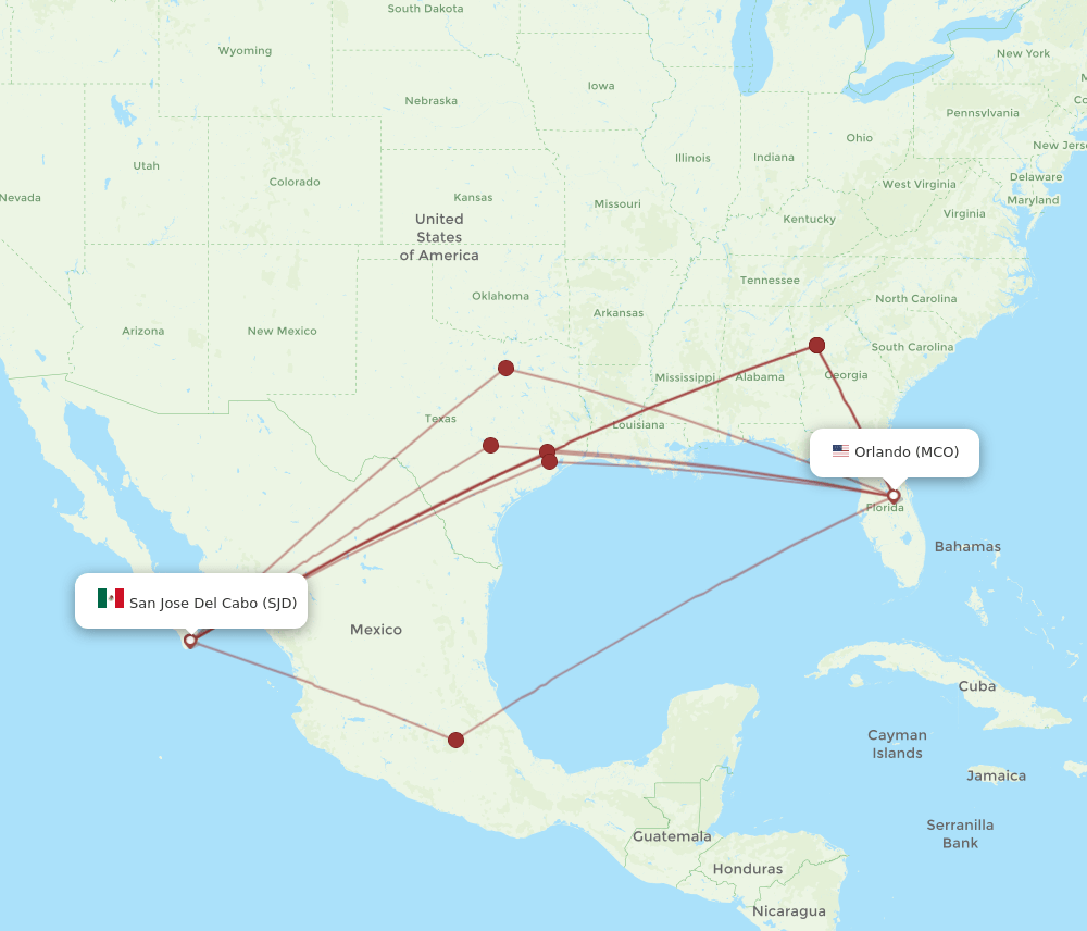 MCO-SJD flight routes