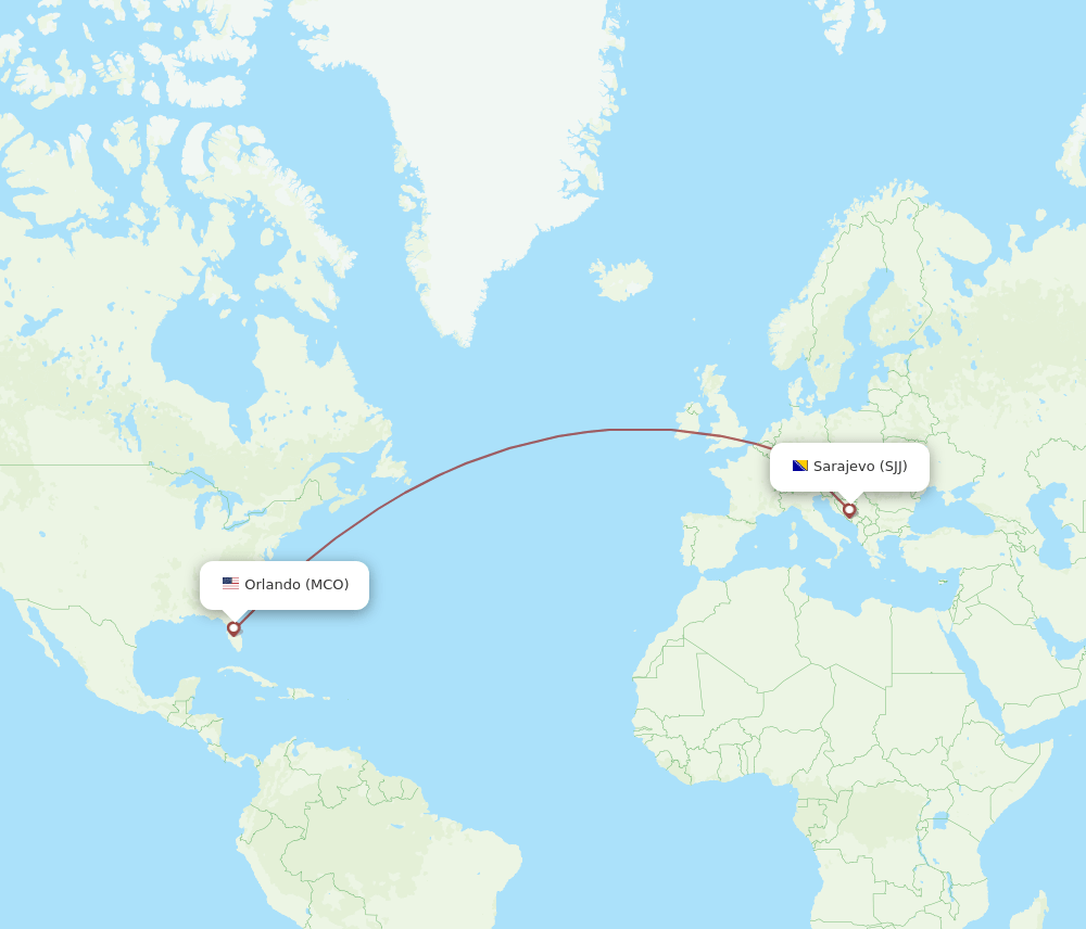 MCO-SJJ flight routes