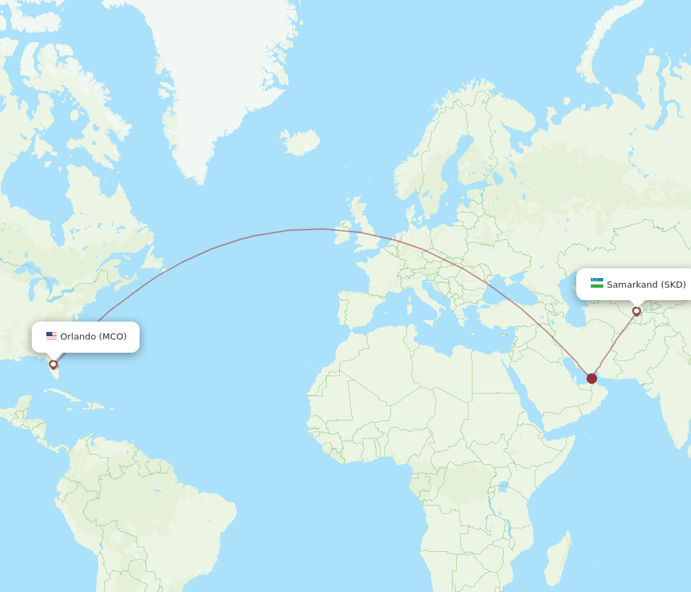 MCO-SKD flight routes