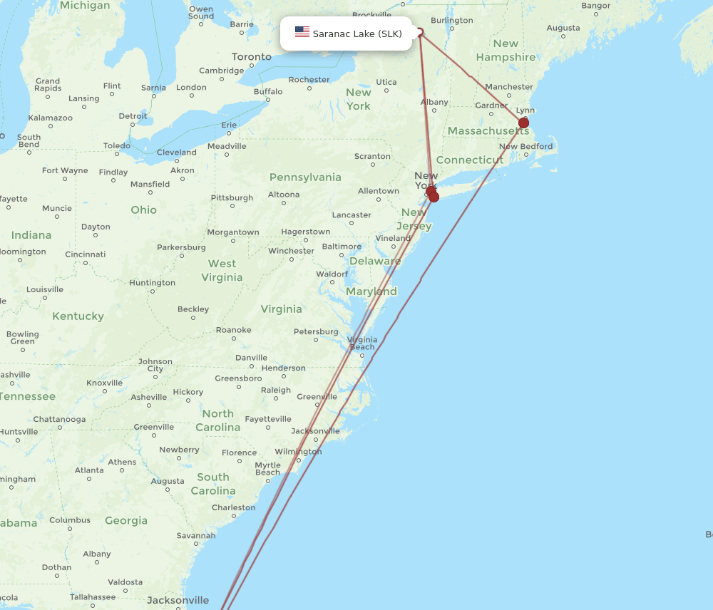 MCO-SLK flight routes