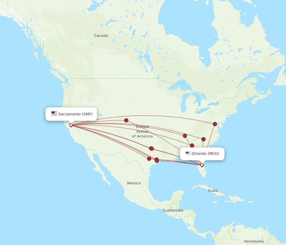 MCO-SMF flight routes