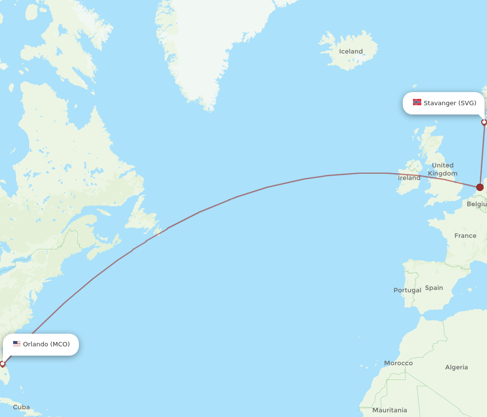 MCO-SVG flight routes