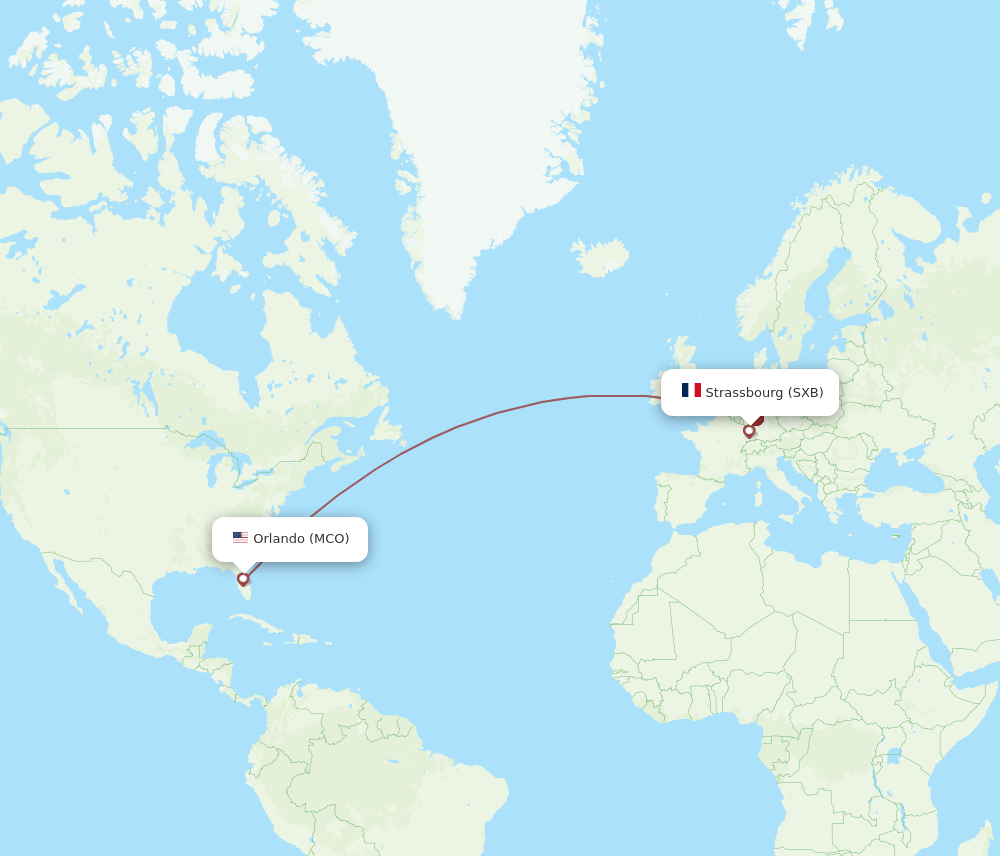 MCO to SXB flights and routes map