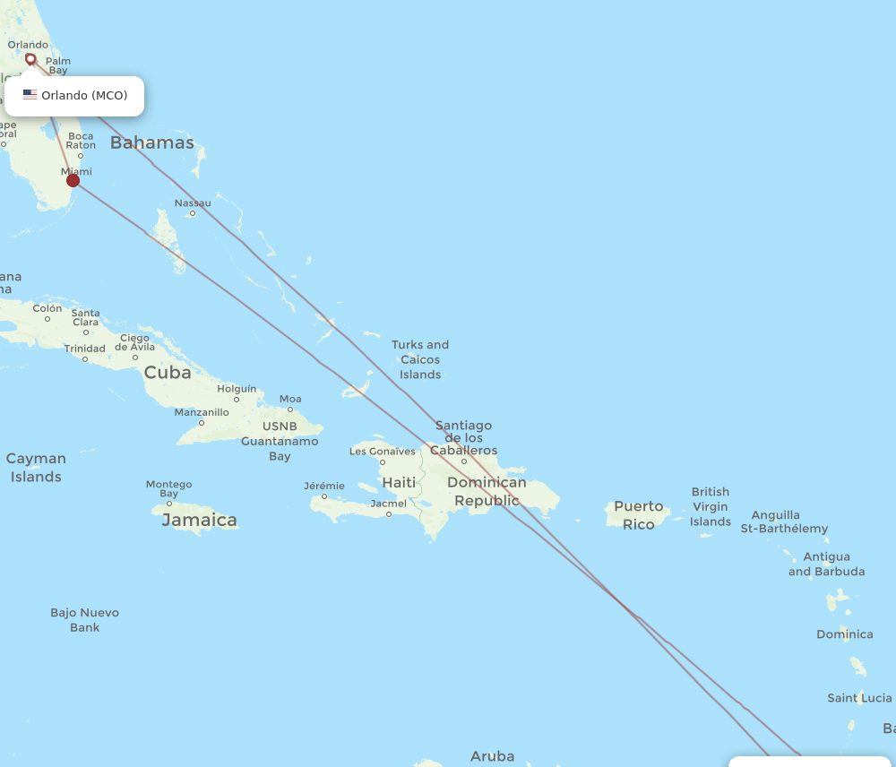MCO-TAB flight routes