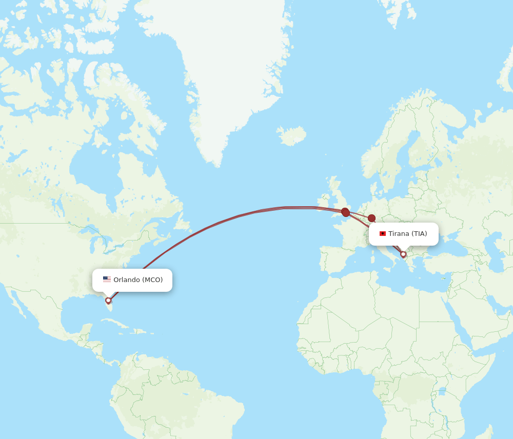 MCO-TIA flight routes