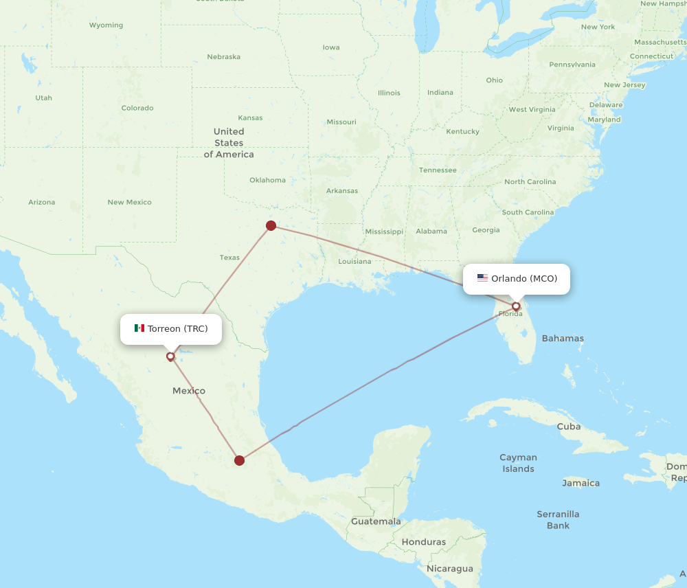 MCO-TRC flight routes