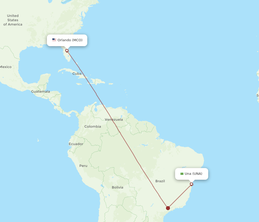 MCO-UNA flight routes