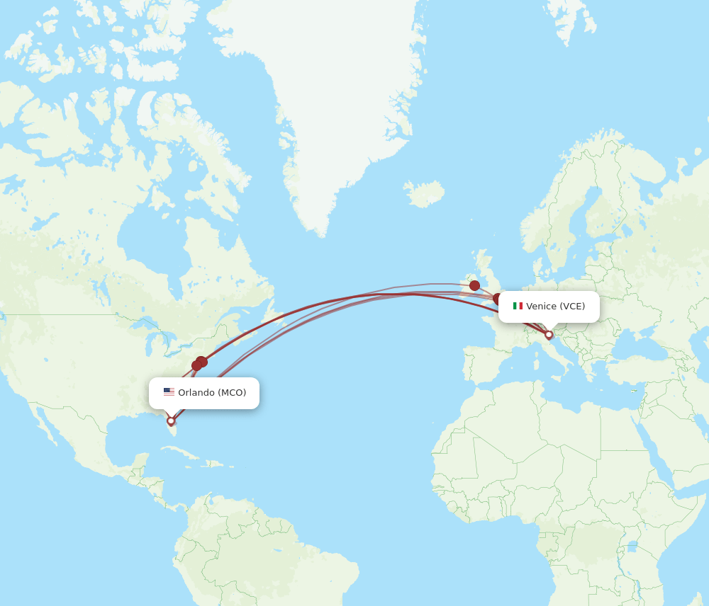 MCO-VCE flight routes