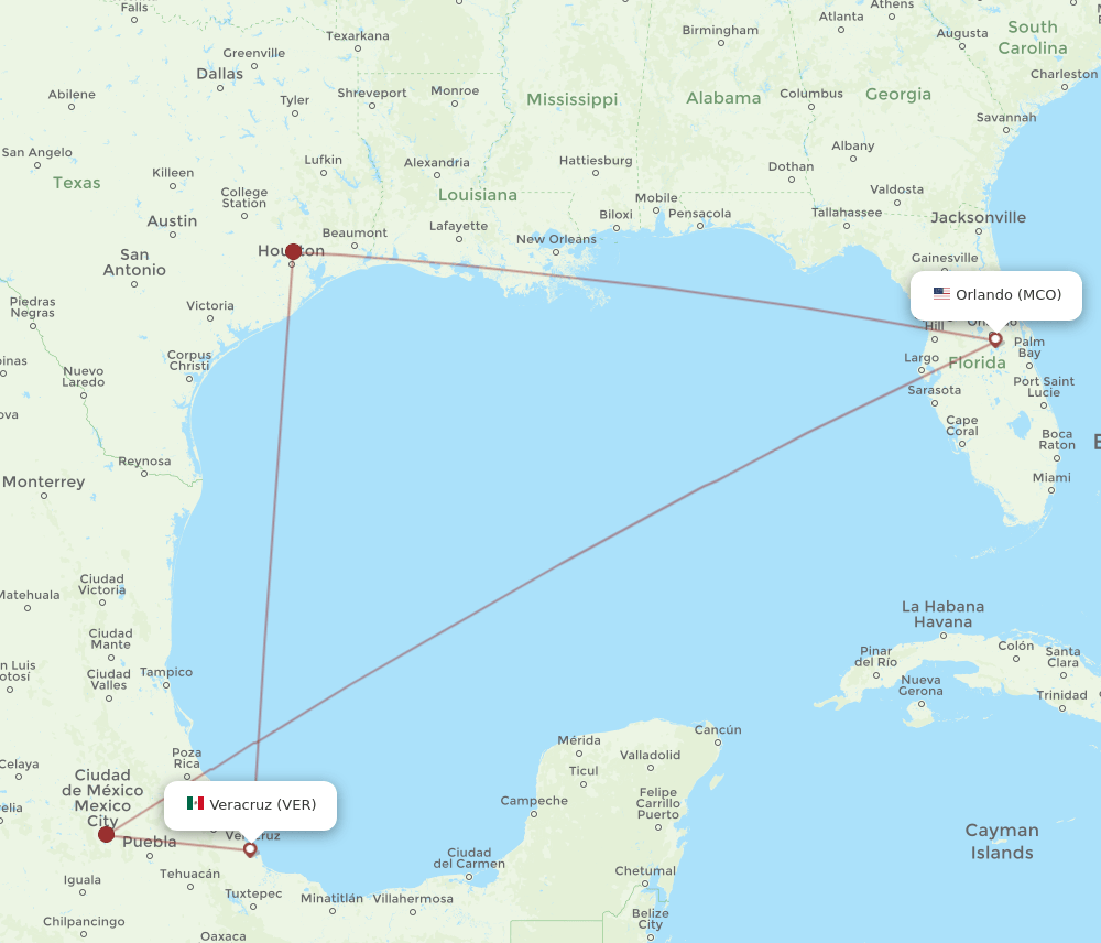 MCO-VER flight routes