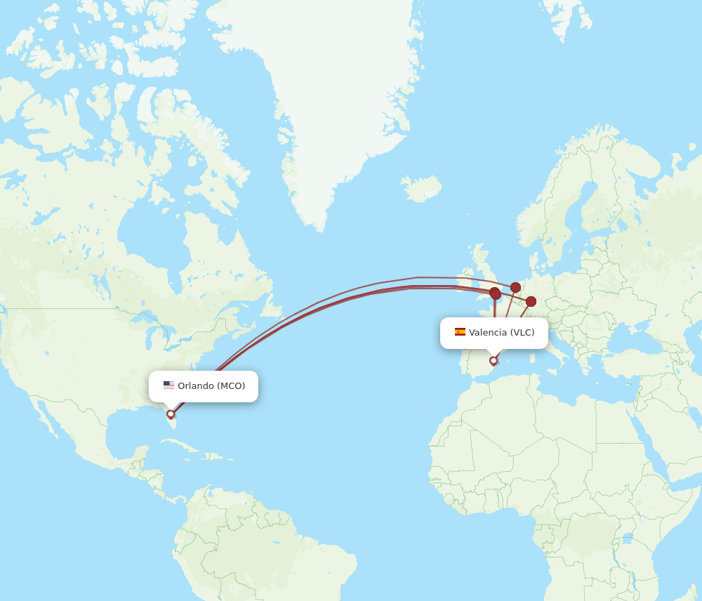 MCO-VLC flight routes