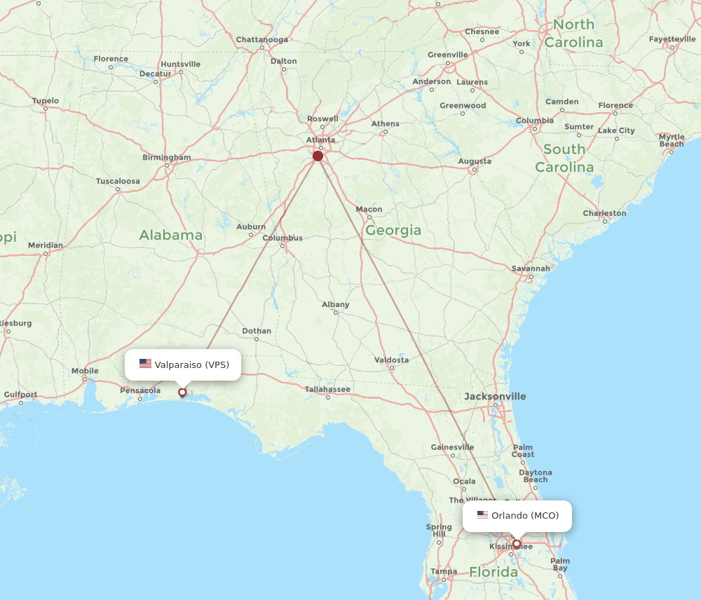 MCO-VPS flight routes