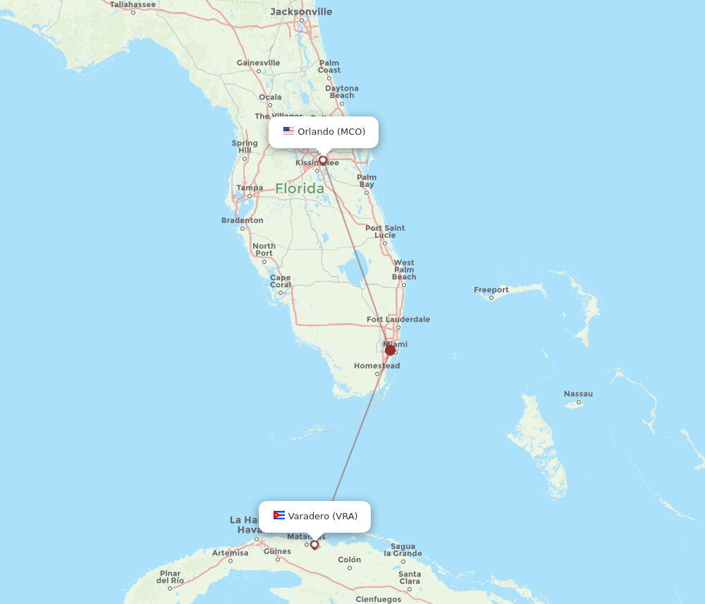 MCO-VRA flight routes