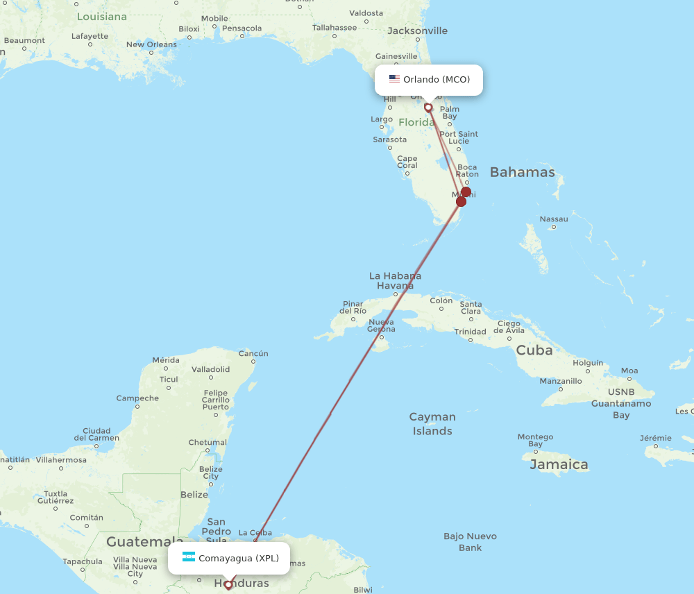 MCO-XPL flight routes