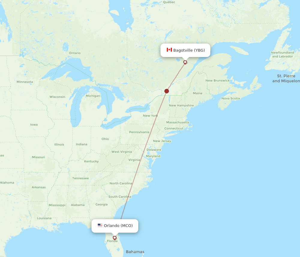 MCO-YBG flight routes