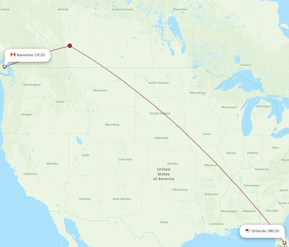 MCO-YCD flight routes
