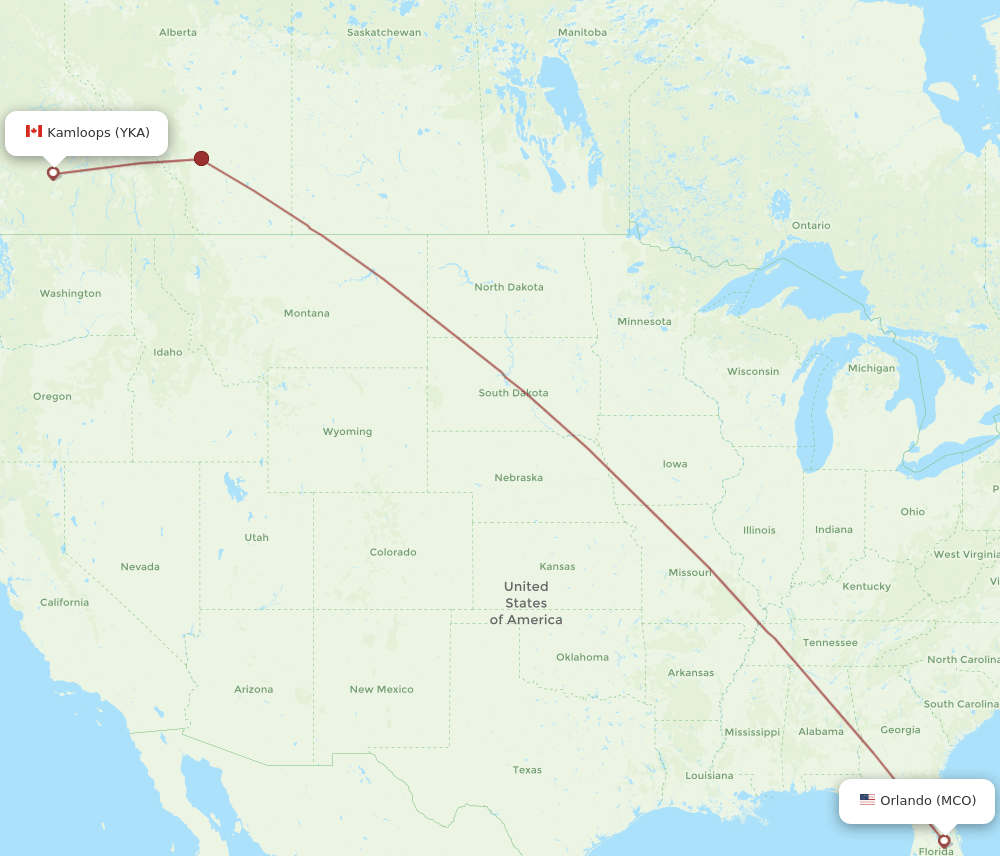 MCO-YKA flight routes