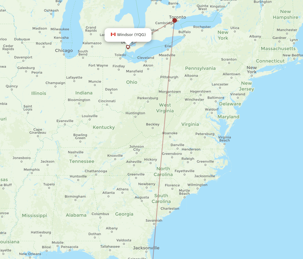 MCO-YQG flight routes