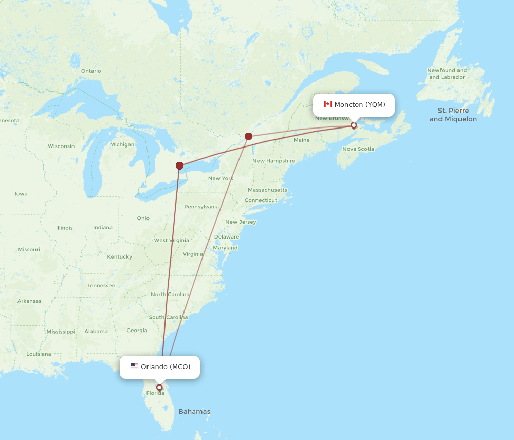 MCO-YQM flight routes