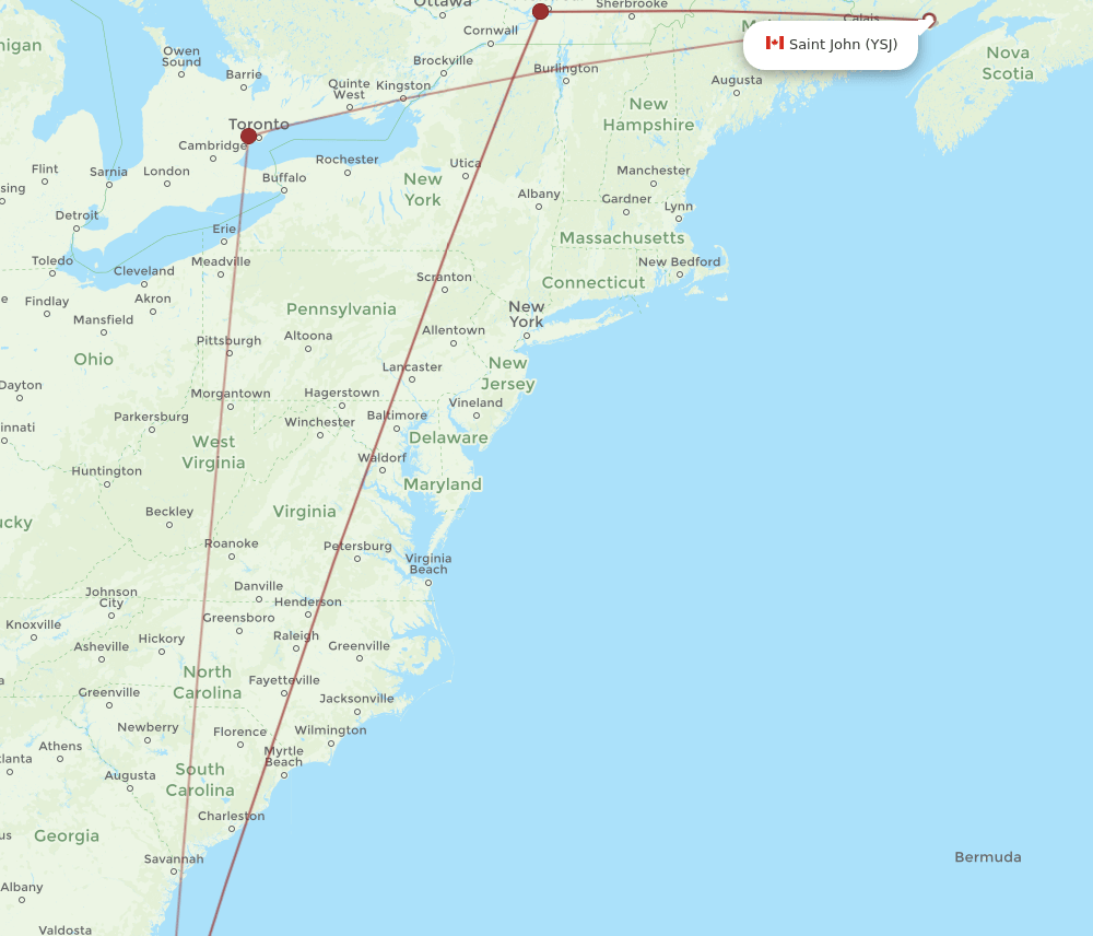 MCO-YSJ flight routes