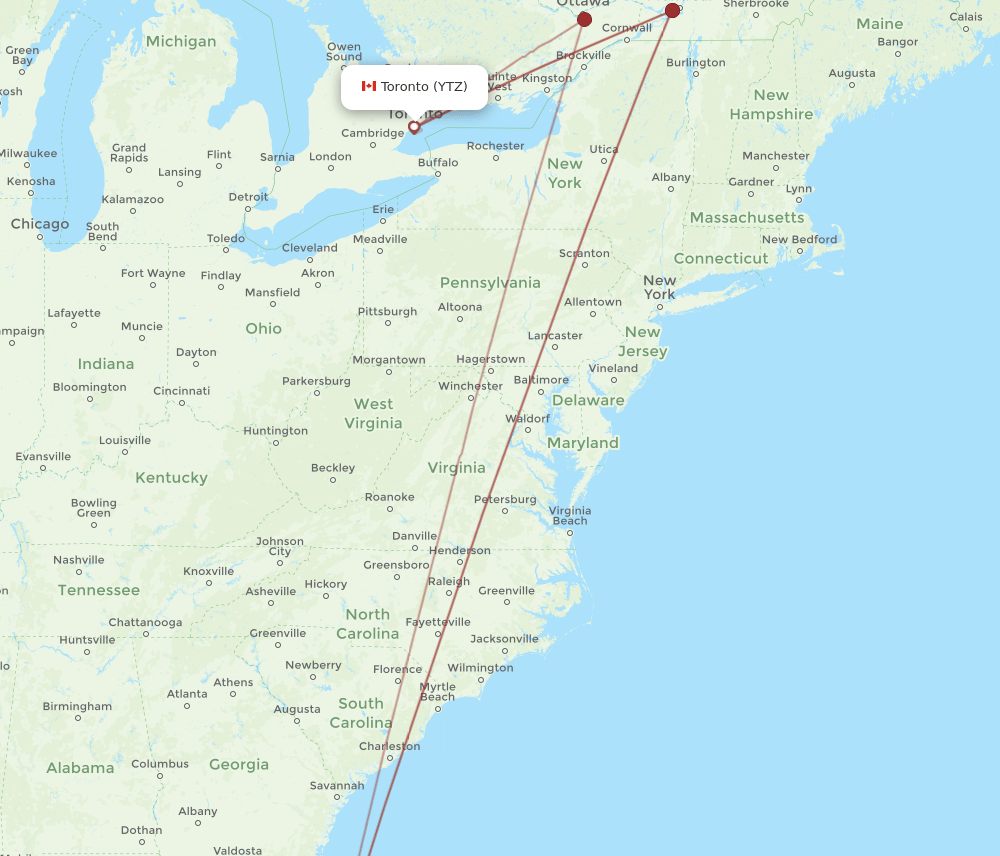 MCO-YTZ flight routes