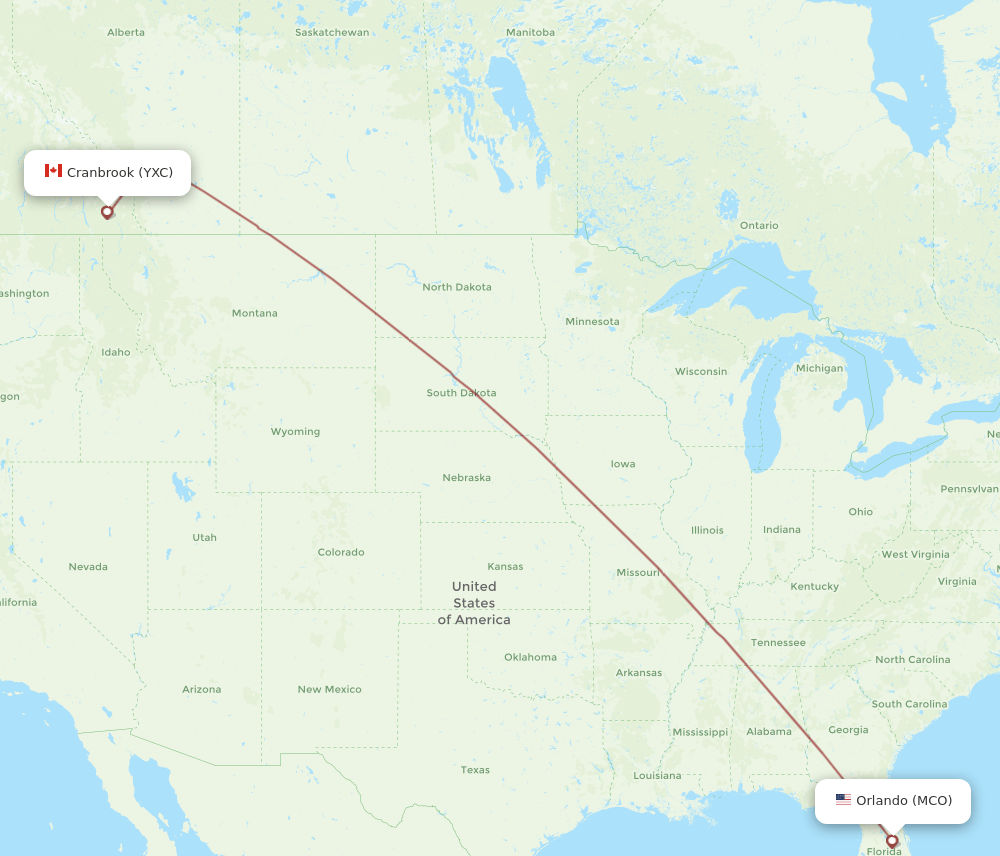 MCO-YXC flight routes