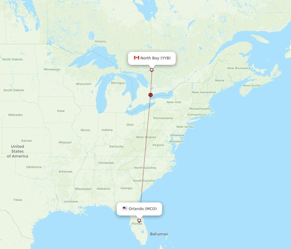 MCO-YYB flight routes