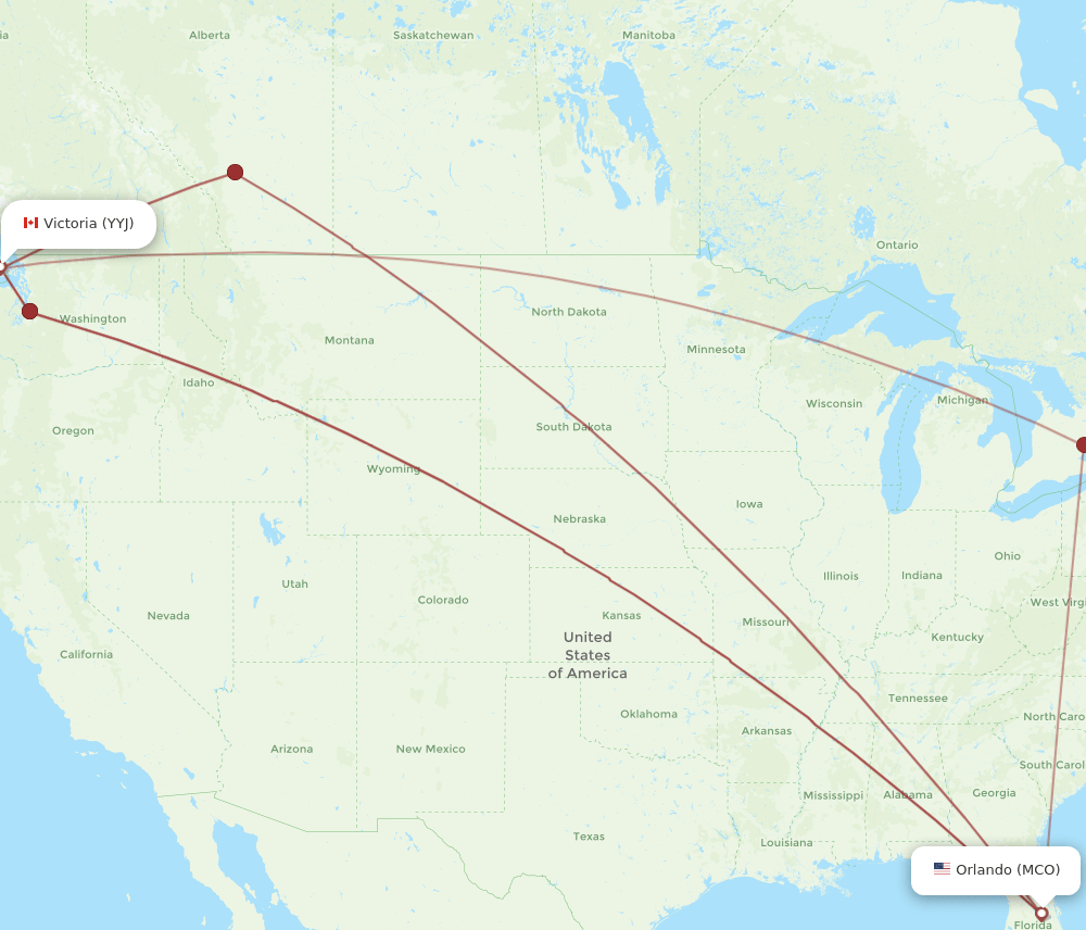 MCO-YYJ flight routes