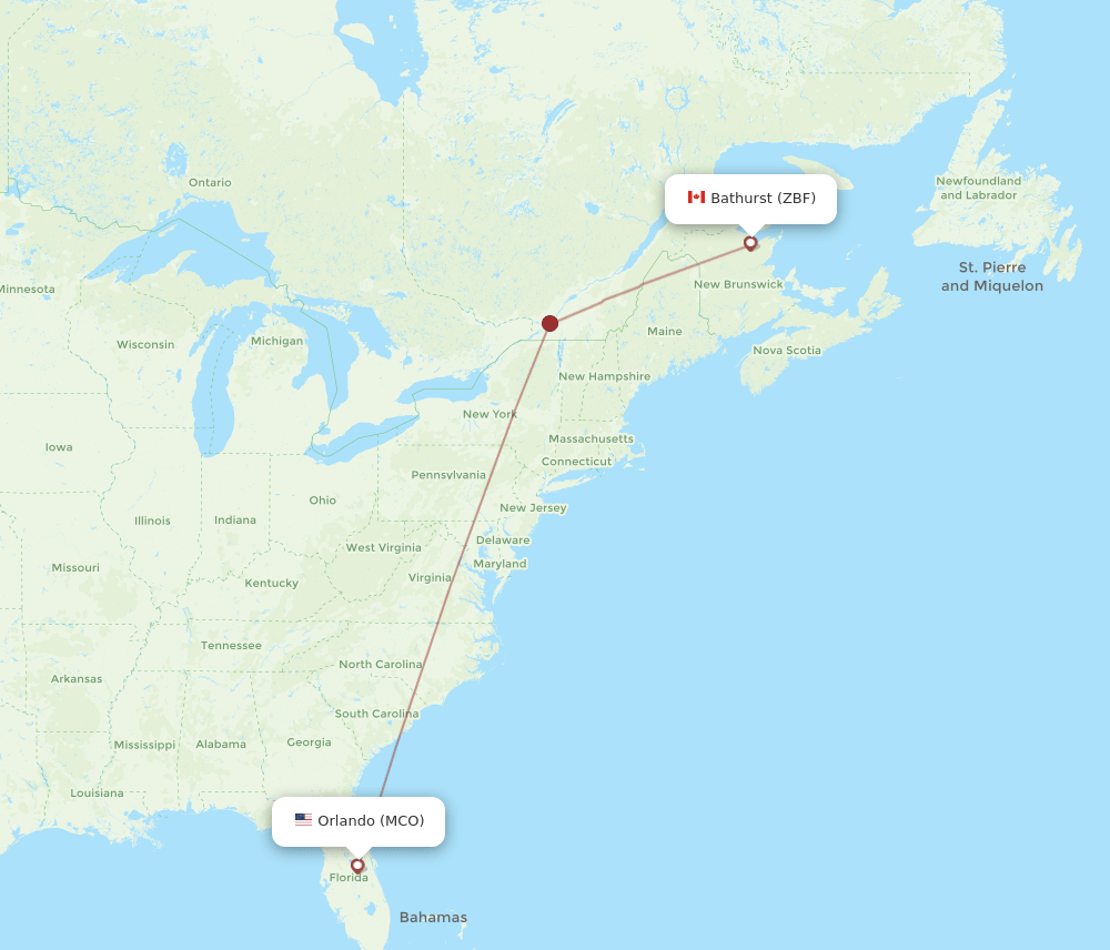 MCO-ZBF flight routes
