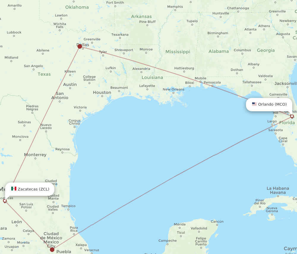 MCO-ZCL flight routes