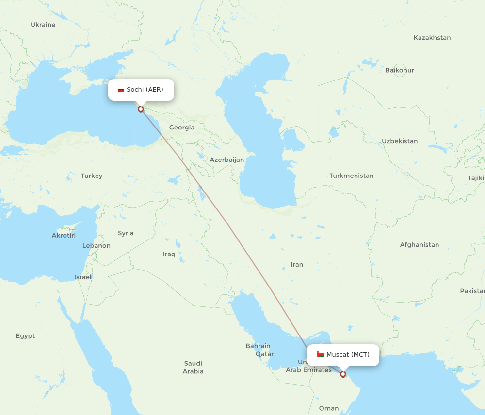 MCT to AER flights and routes map