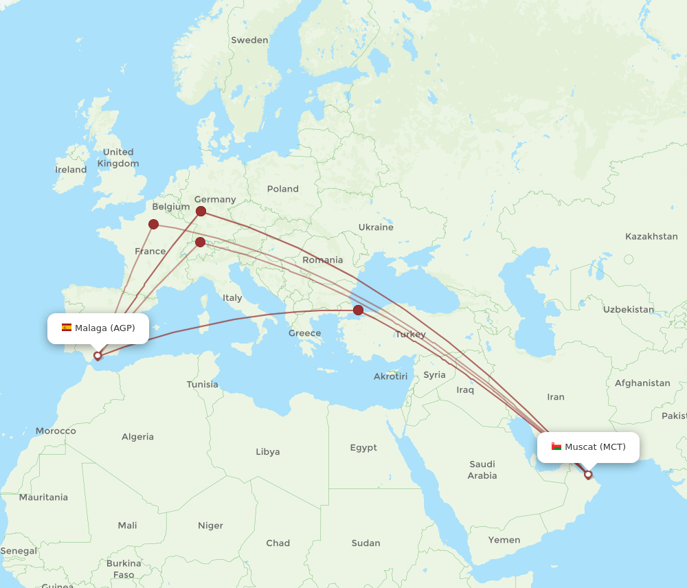 MCT-AGP flight routes