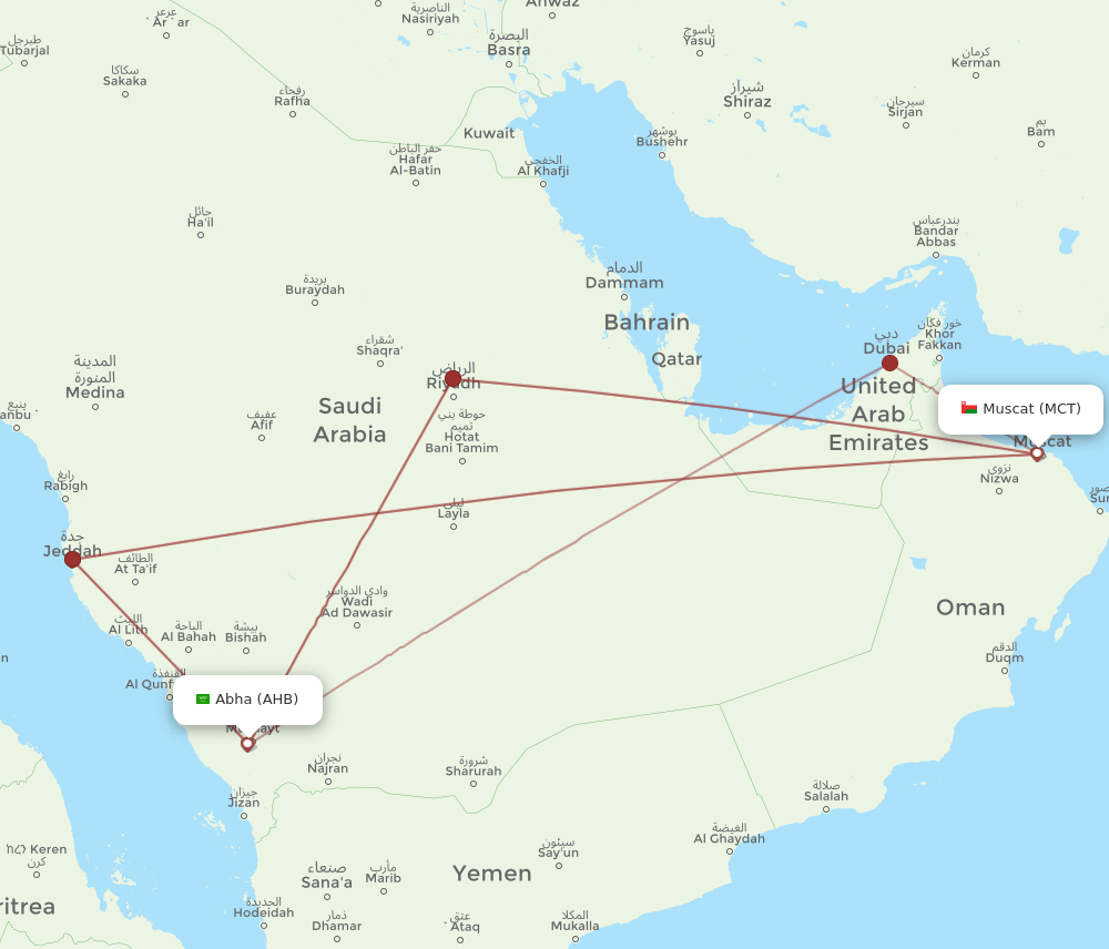 MCT-AHB flight routes