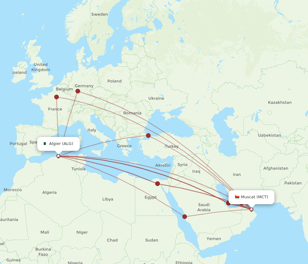 MCT-ALG flight routes