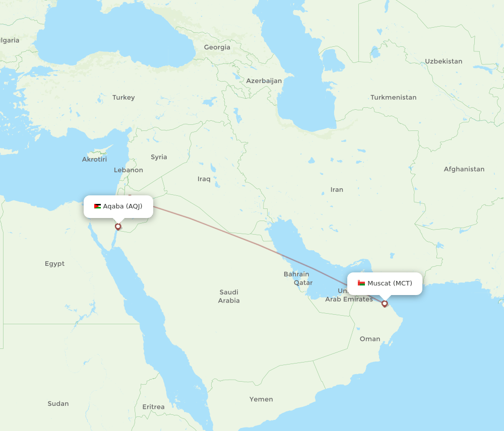 MCT to AQJ flights and routes map
