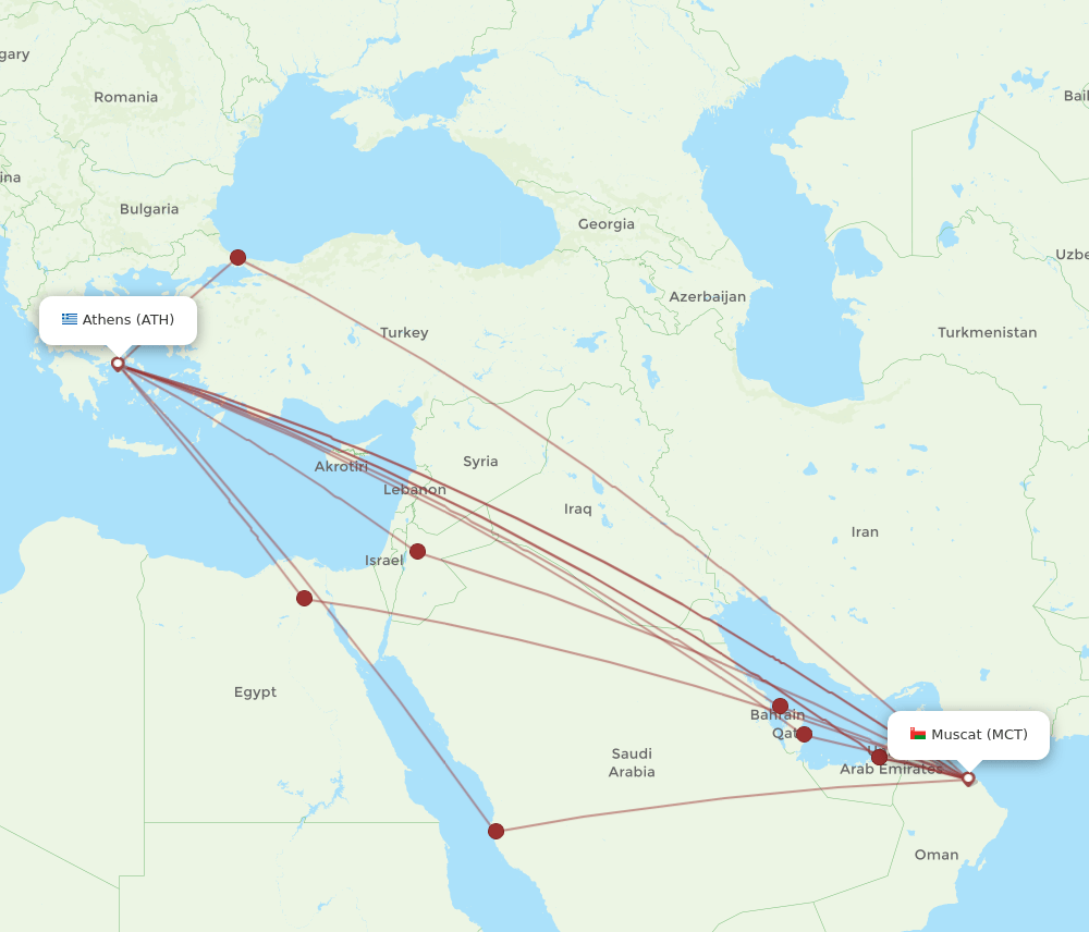 MCT-ATH flight routes
