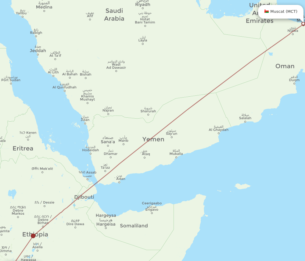 MCT-BCO flight routes