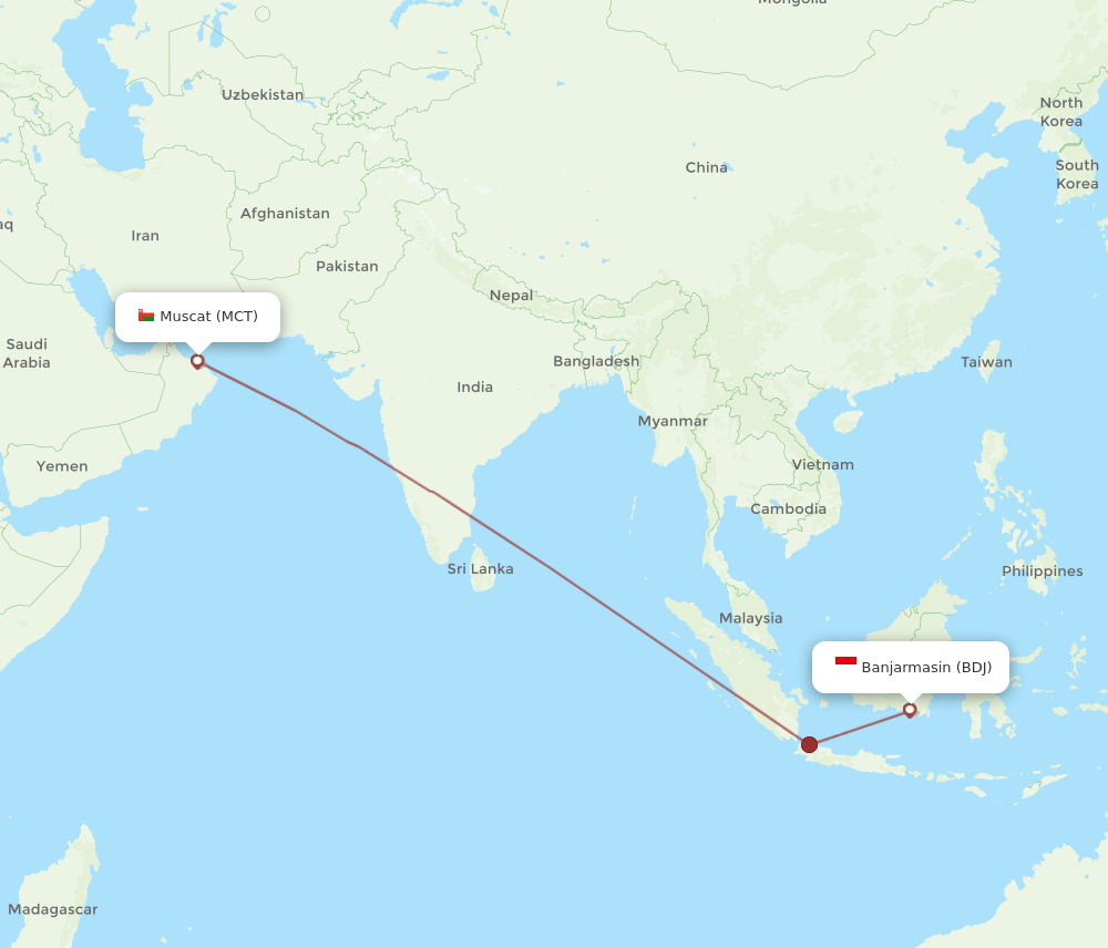 MCT to BDJ flights and routes map