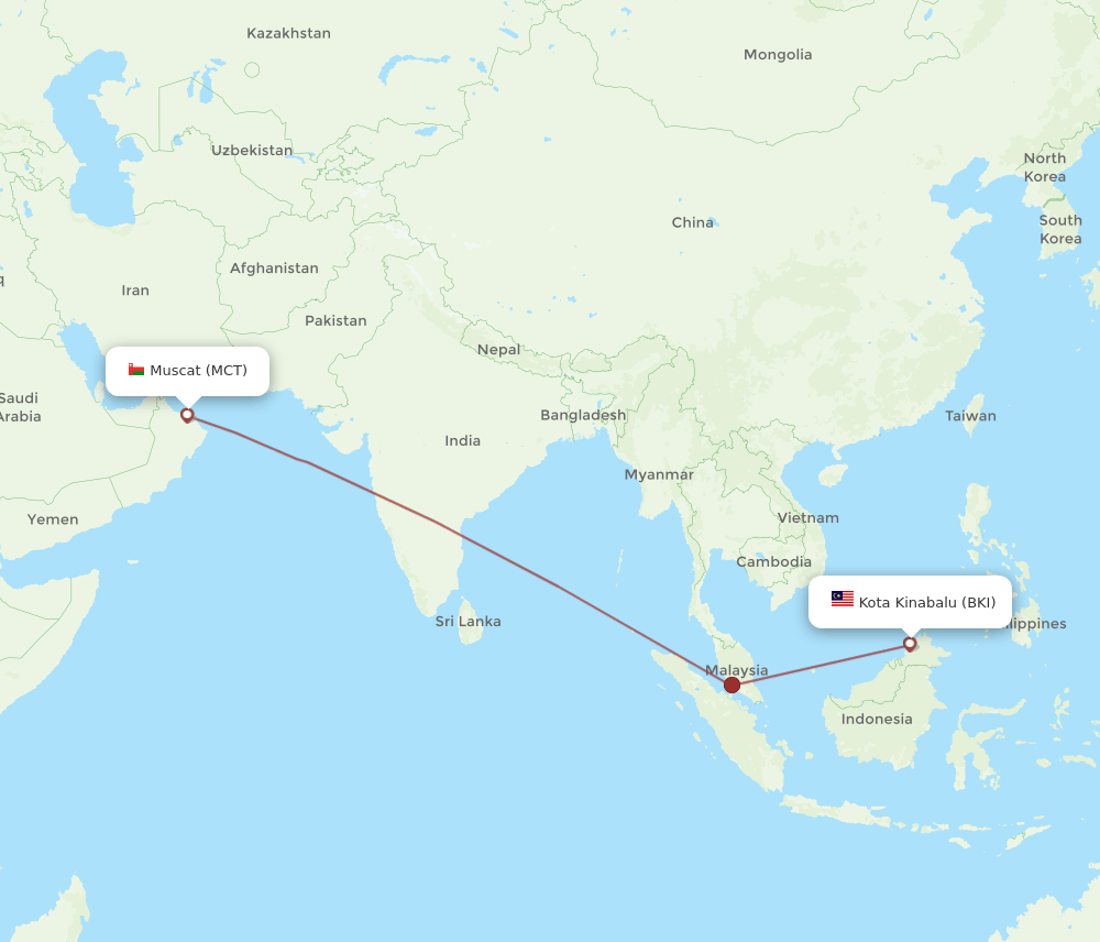 MCT-BKI flight routes