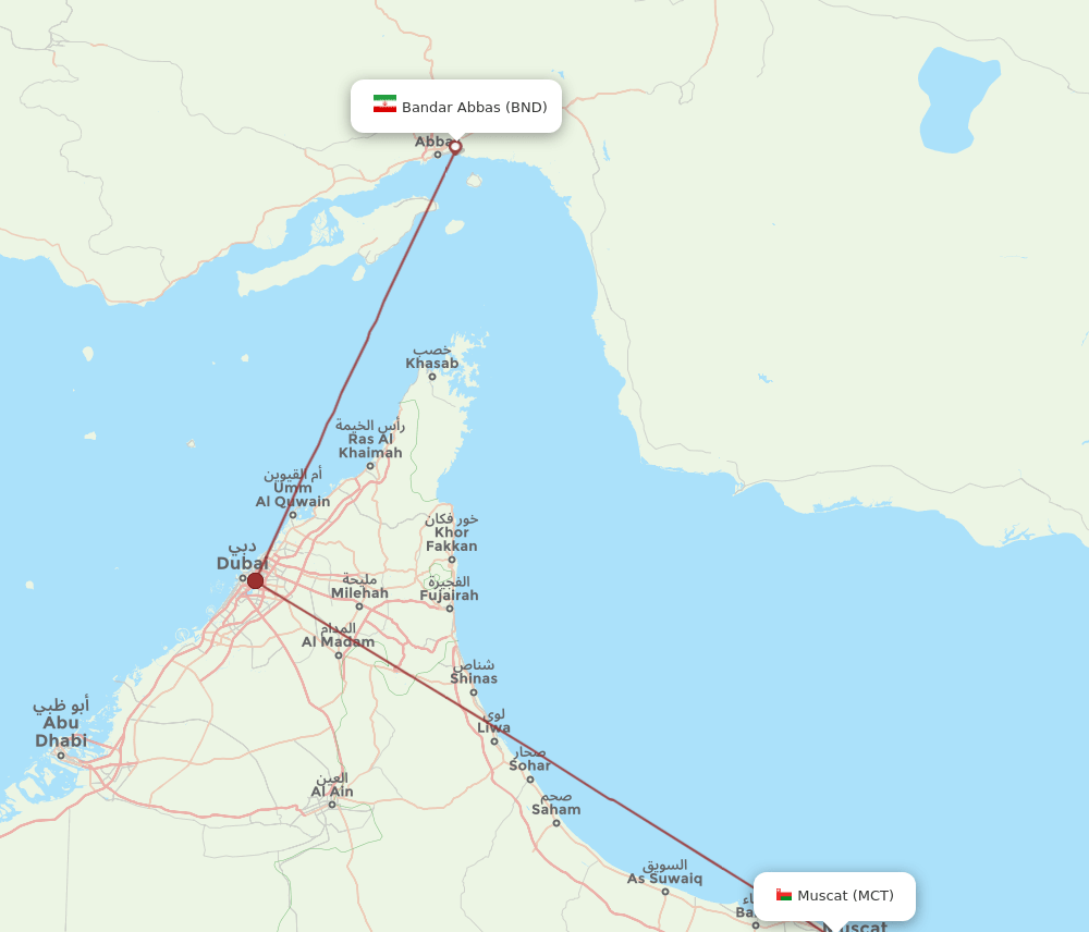 MCT-BND flight routes