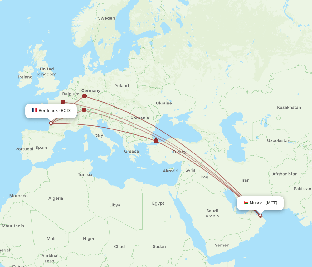 MCT-BOD flight routes
